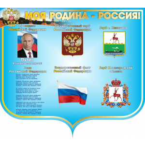 Стенд настенный Моя родина Россия с портретом и символикой