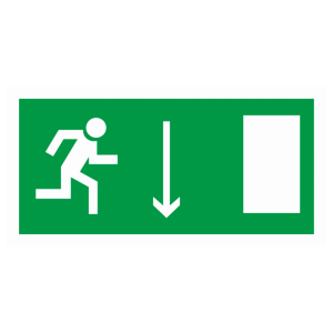 Знак безопасности E-09 «Указатель двери эвакуационного выхода (правосторонний)»