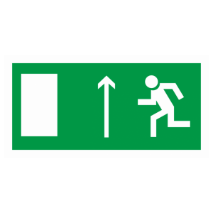 Знак безопасности E-11 «Направление к эвакуационному выходу прямо» (левосторонний)