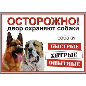 Табличка Злая собака №3